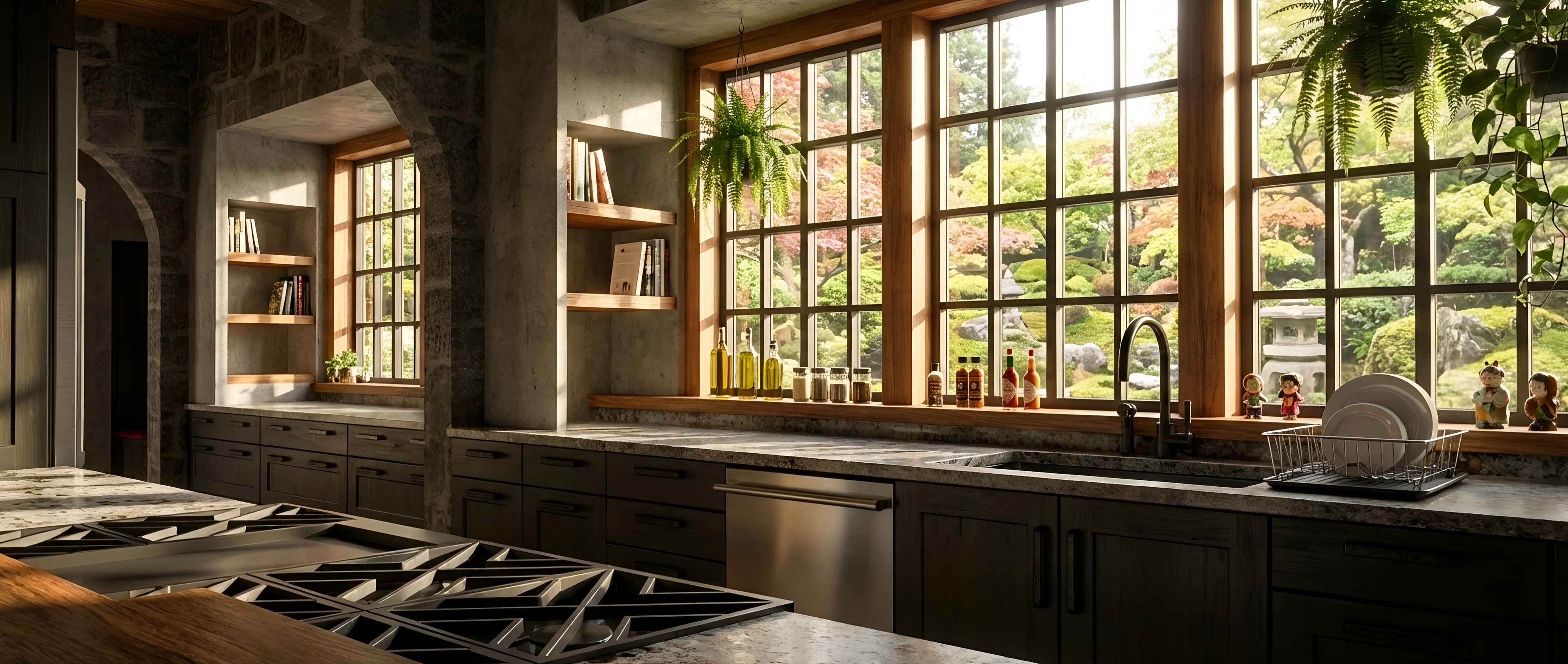 Galley kitchen window wall · final render, kitchen renders by QT3D