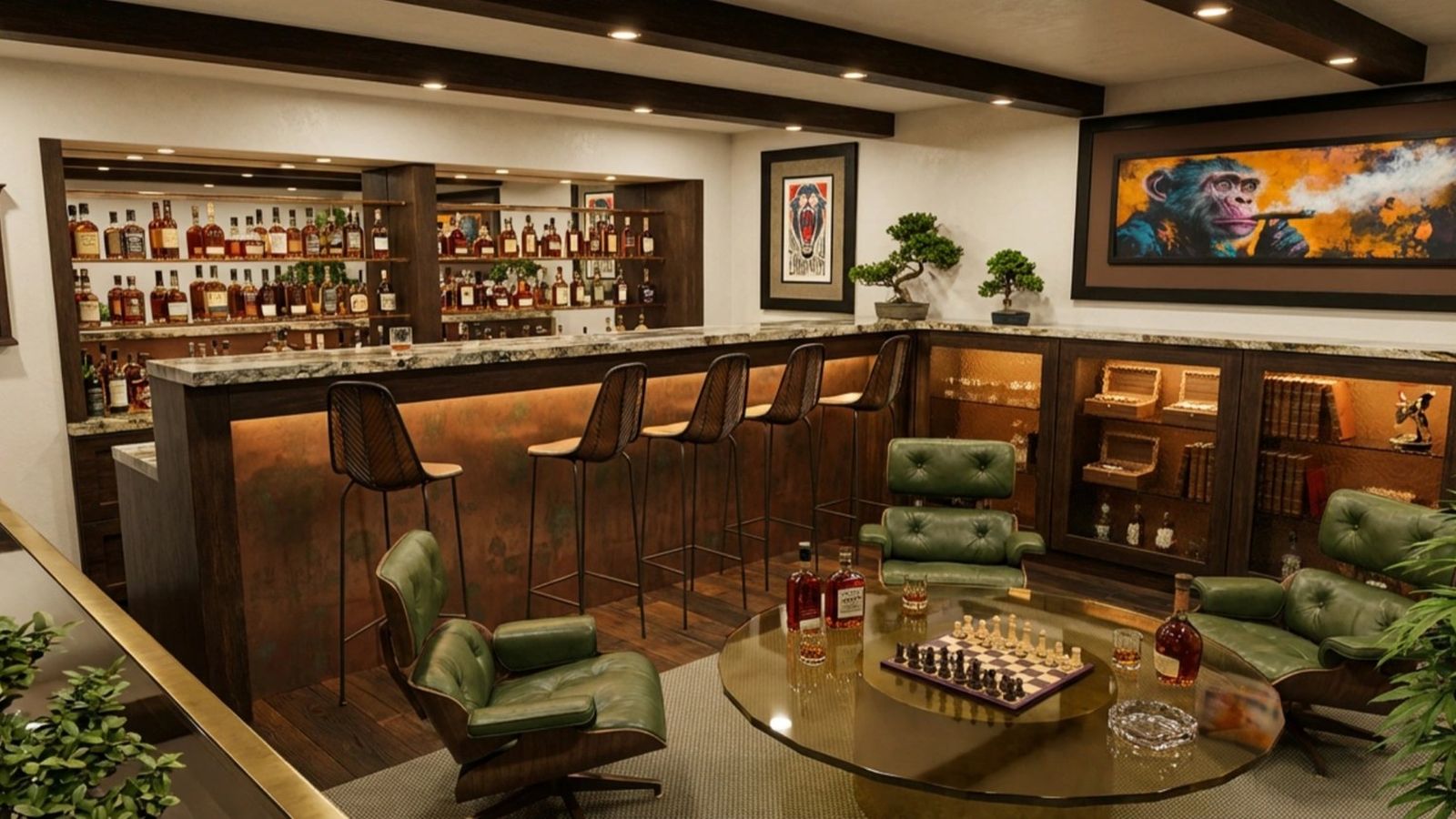 Man cave back bar, single family home renders by QT3D