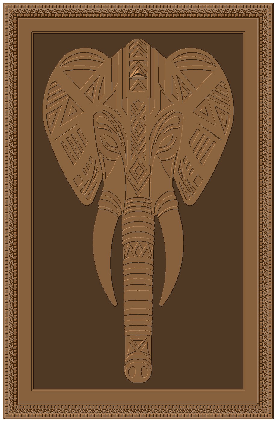 Elephant mask · CNC relief model, furniture and cnc design by QT3D