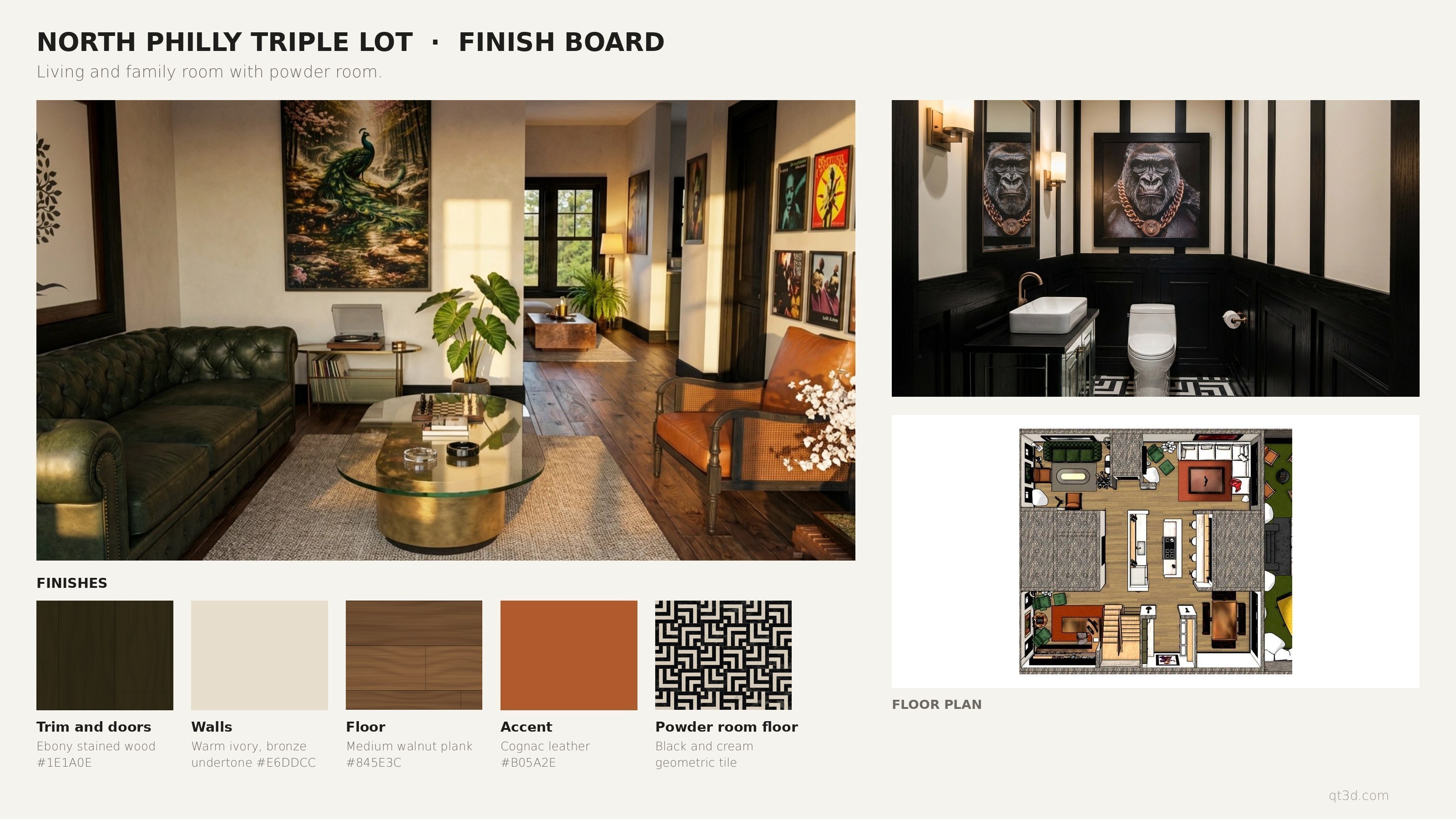 Finish board, row home renders by QT3D