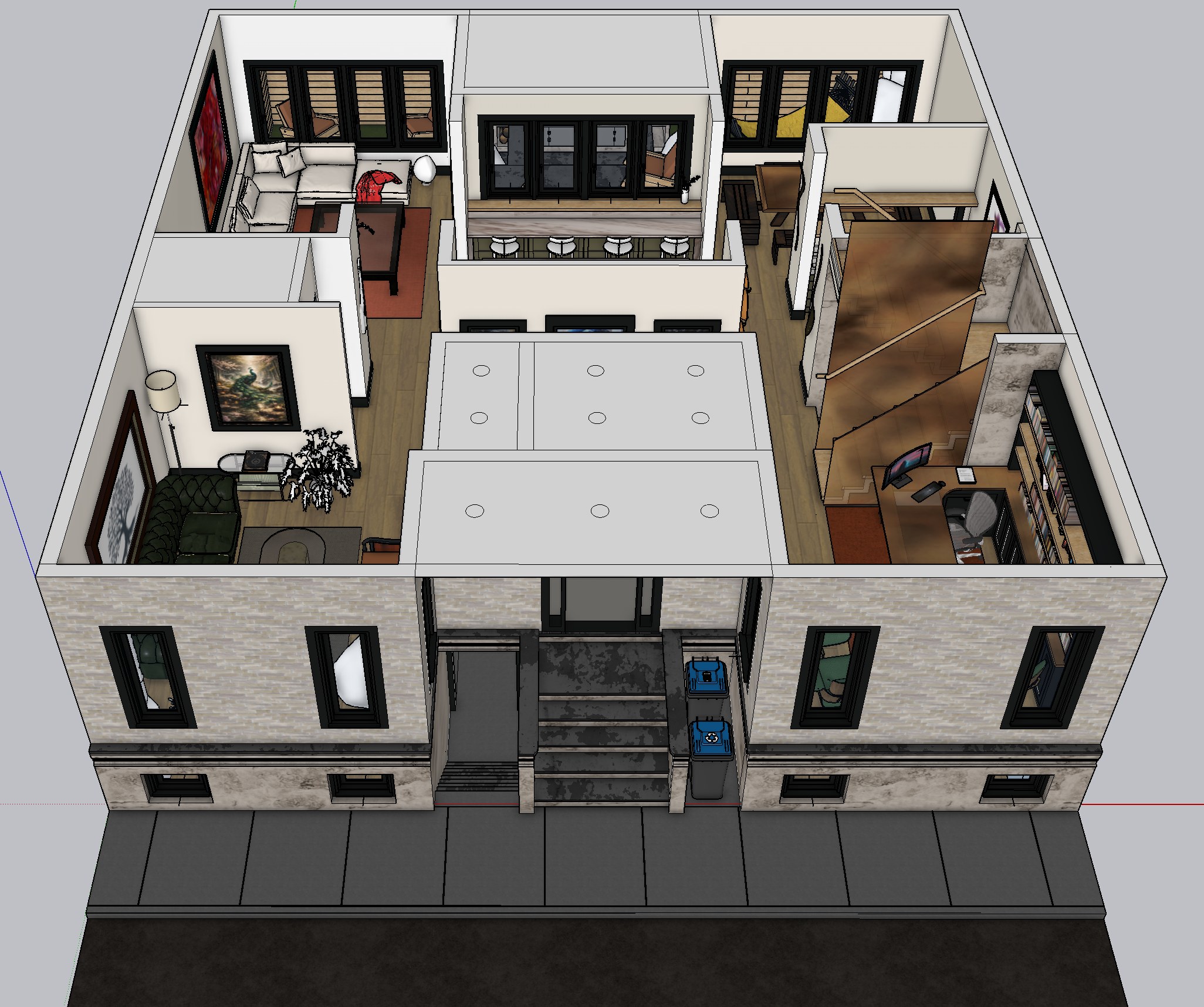 Street side cutaway, row home renders by QT3D