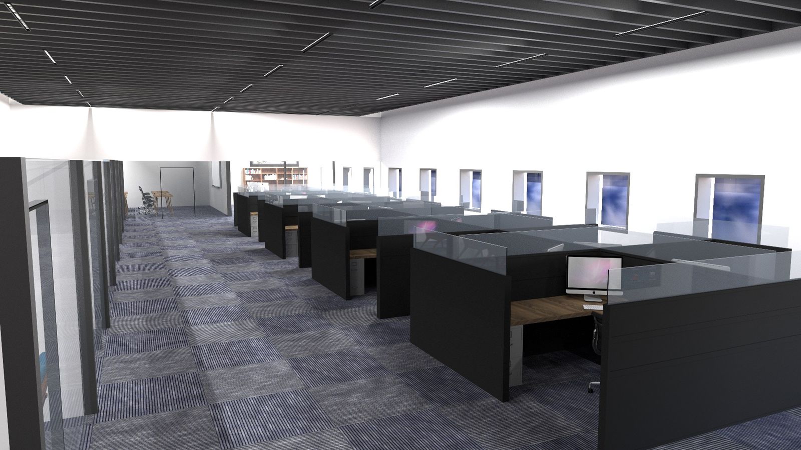 Office layout render before finishes, mixed use and commercial renders by QT3D