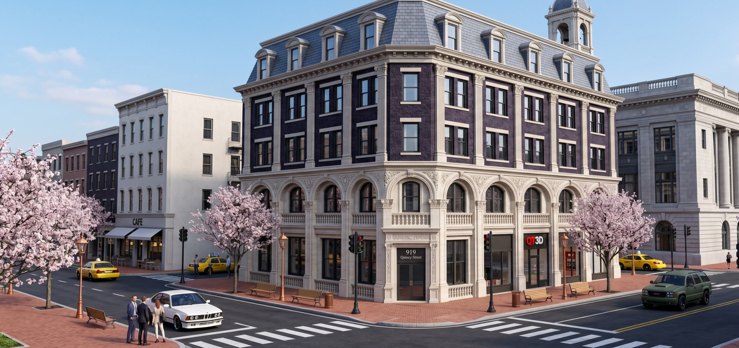 Corner building · version 1, morning, mixed use and commercial renders by QT3D